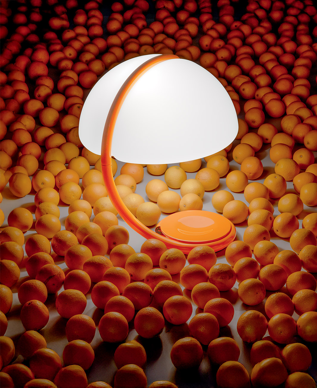 The orange edition of the Serpente lamp